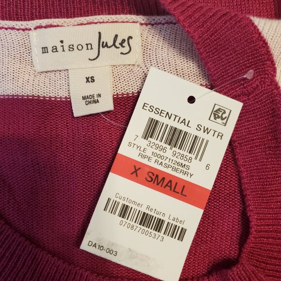 MAISON JULES Juniors Pink Color Block Stripe Tunic Sweater XS - Picture 7 of 9